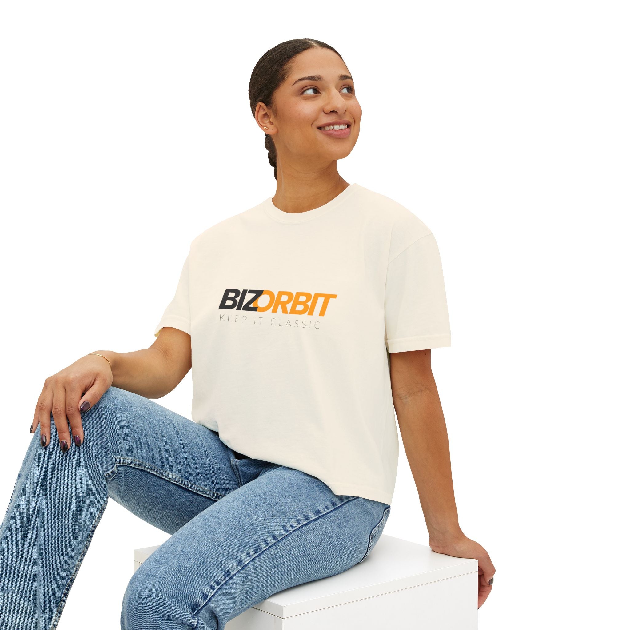 BizOrbit Women's Boxy Tee – Retro Logo Crop T-Shirt