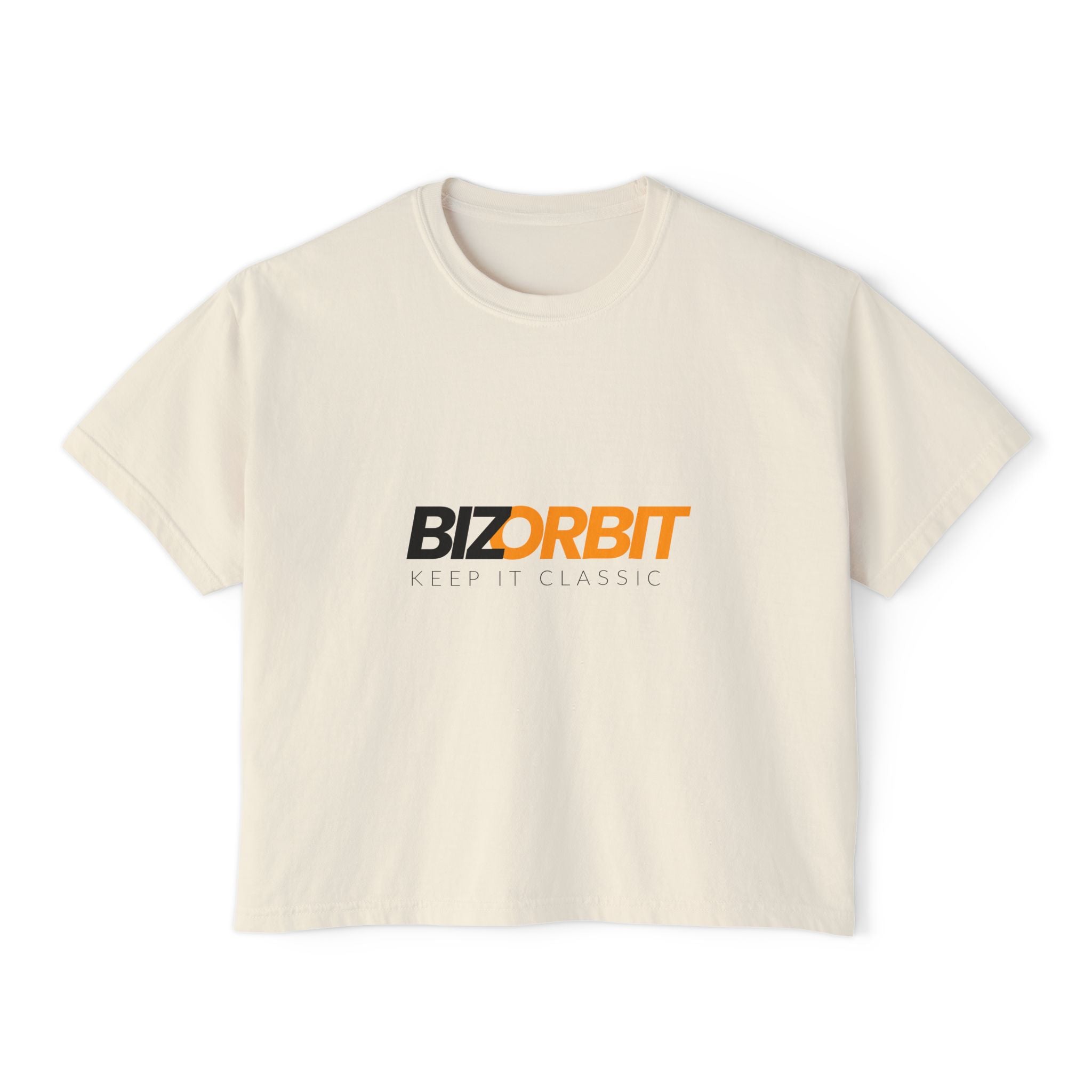 BizOrbit Women's Boxy Tee – Retro Logo Crop T-Shirt